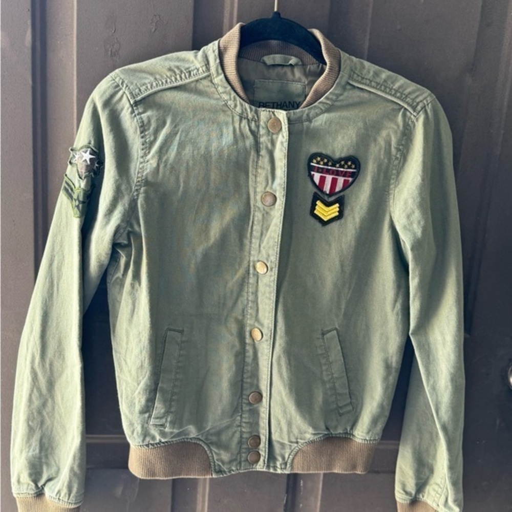 Bethany Mota Utility Jacket Green Patch Detail Size S - Picture 4 of 7
